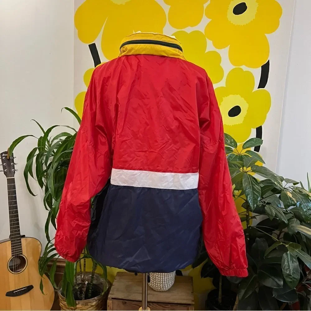 Rad Retro Italian Vintage 1990s Primary Colorblock Winbreaker Pillover Jacket